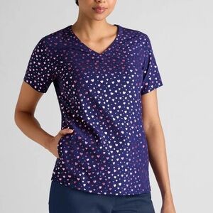 Uniform Advantage Navy V-Neck Scrub Top with Heart Design